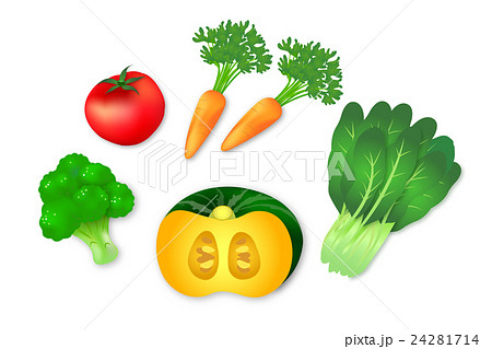 緑黄色野菜 カラフル かわいい イラストのイラスト素材