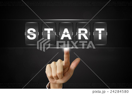 business hand clicking start on Flipboard business hand clicking start on Flipboard 24284580