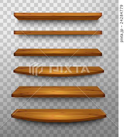 Set of wooden shelves on a transparent background 24284779