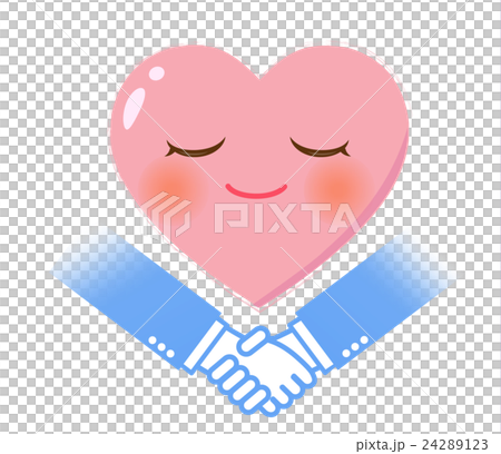 握手とハートのキャラクターアイコン青色 握手とハートのキャラクターアイコン青色 24289123