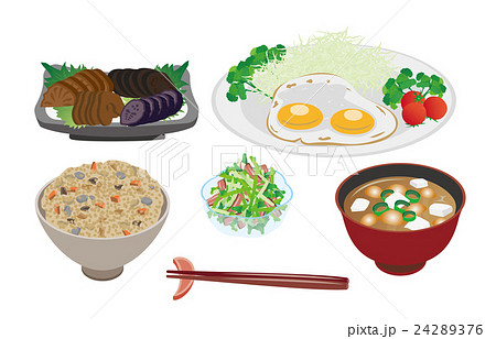 今日の朝食目玉焼きのイラスト素材