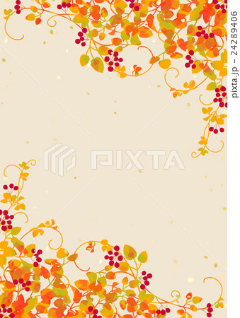 晩秋 つる植物 赤い実 背景のイラスト素材 24289406 Pixta