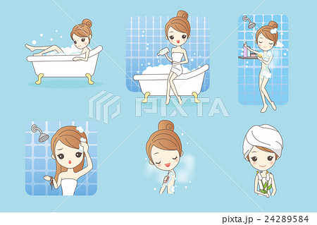 cartoon woman is taking  bath 24289584
