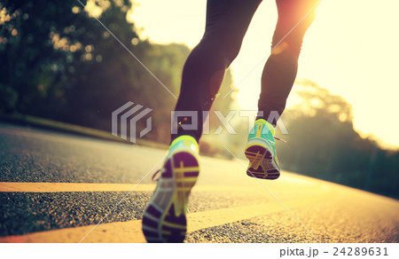 young fitness woman runner athlete running at road young fitness woman runner athlete running at road 24289631