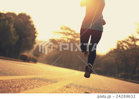 young fitness woman runner athlete running at road 24289632