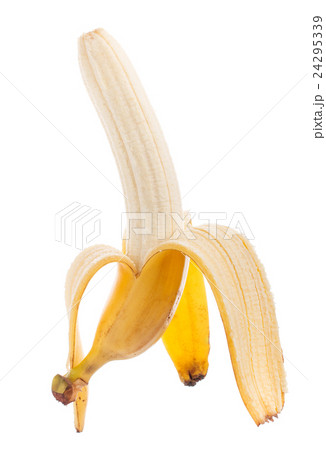 Half peeled banana isolated on a white background Half peeled banana isolated on a white background 24295339