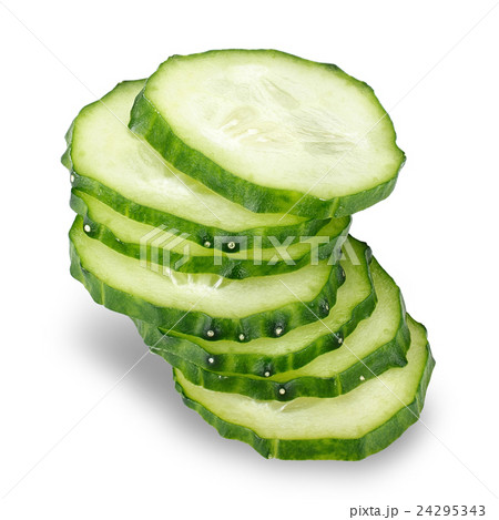 sliced cucumber isolated on a white with clippin sliced cucumber isolated on a white with clippin 24295343