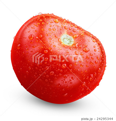Tomato with drops isolated on white, clipping path Tomato with drops isolated on white, clipping path 24295344