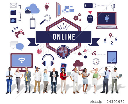 Online Devices Share Socialize Computer Concept 24301972