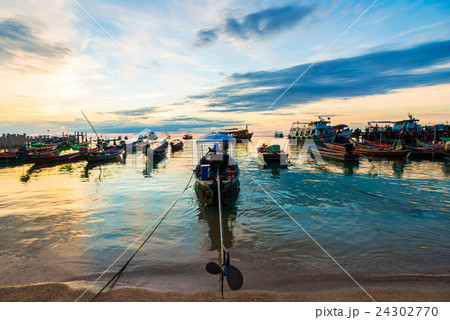 Fishing transport boat on Koh Tao beach warm light Fishing transport boat on Koh Tao beach warm light 24302770