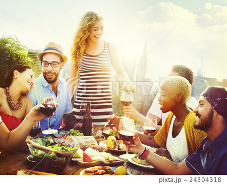 Diverse People Friends Hanging Out Drinking Concept Diverse People Friends Hanging Out Drinking Concept 24304318