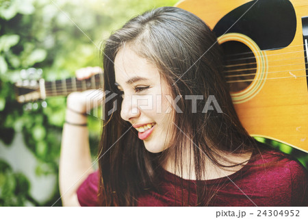 Woman Guitar Musical Instrument Music Activity Concept Woman Guitar Musical Instrument Music Activity Concept 24304952