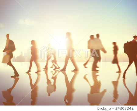 Business People Rush Hour Walking Commuting City Concept 24305248