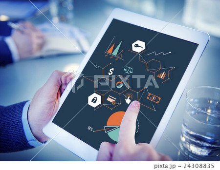 Office Worker Internet Connection Tablet Concept Office Worker Internet Connection Tablet Concept 24308835