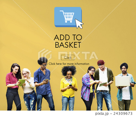 Basket Buying Cart Commerce Consumerism Digital Concept 24309673