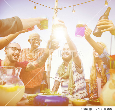 Beach Cheers Celebration Friendship Summer Fun Dinner Concept 24310360