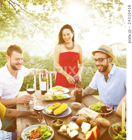 Celebrate Dining Friendship Hapiness Nutrition Concept Celebrate Dining Friendship Hapiness Nutrition Concept 24310416
