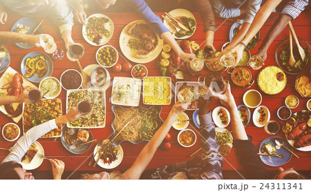 Friends Happiness Enjoying Dinning Eating Concept Friends Happiness Enjoying Dinning Eating Concept 24311341