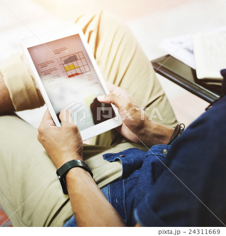 Man Conenction Tablet Schedule Planner Concept 24311669