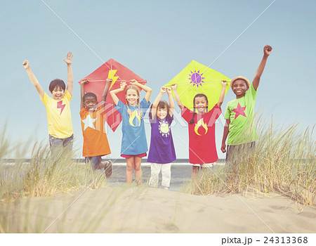 Group of Kids Playing on Beach 24313368