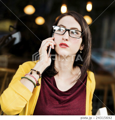 Beautiful Communication Leisure Lady Girl Chill Concept 24315692