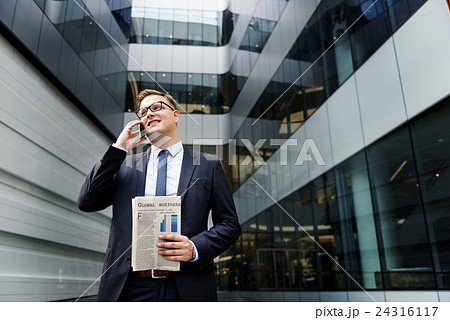 Business Man Working Talking Phone Concept Business Man Working Talking Phone Concept 24316117
