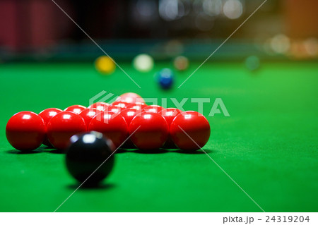 snooker balls set on a green table snooker balls set on a green table 24319204
