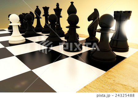 Composite image of black chess pieces on board with white pawn Composite image of black chess pieces on board with white pawn 24325488