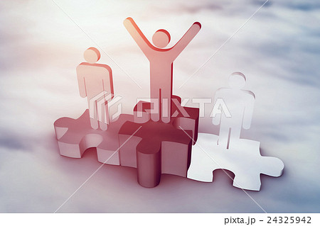 Composite image of cheering figure on jigsaw 24325942