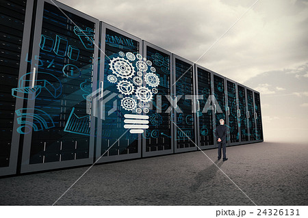 Composite image of rear view of mature businessman posing Composite image of rear view of mature businessman posing 24326131
