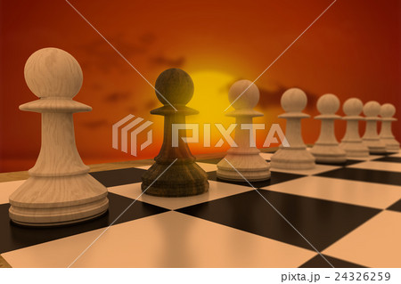 Composite image of black pawn defecting to white side Composite image of black pawn defecting to white side 24326259