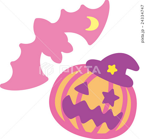ハロウィン ピンク かぼちゃ コウモリ おばけのイラスト素材