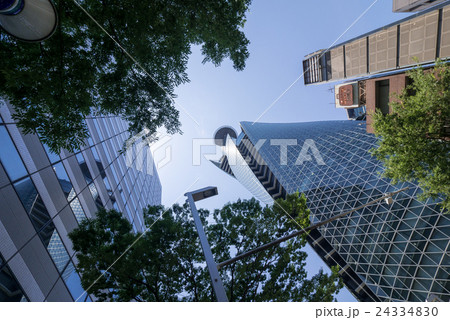 広小路通りから名古屋モード学園スパイラルタワーズを見上げる　仰ぎ見る 24334830