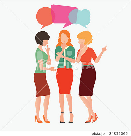 Cartoon of women with dialog speech bubbles. Cartoon of women with dialog speech bubbles. 24335066