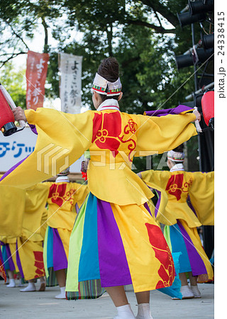 土佐の夏 よさこい祭りは楽しい よさこい２０１６ 後夜祭 全国大会 高知城会場の写真素材