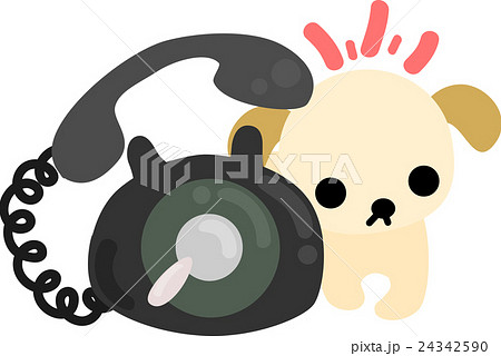 可愛い犬と電話のイラスト素材 24342590 Pixta