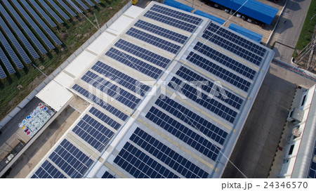 Aerial view of Solar panels on rooftop 24346570