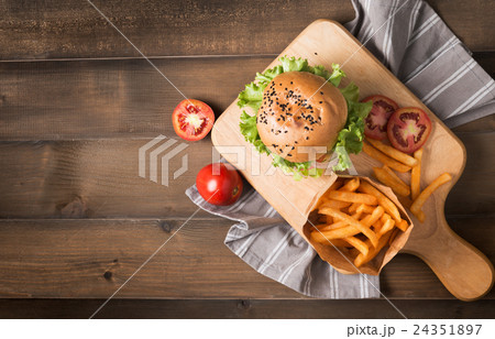 Homemade hamburger and french fries 24351897