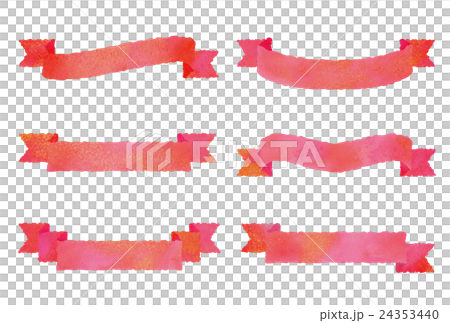 手描き風 帯リボン 赤のイラスト素材