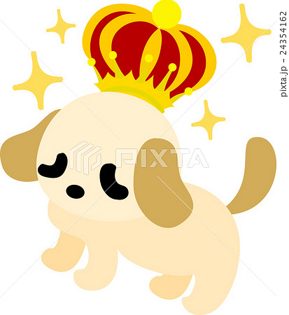 可愛い犬と王冠のイラスト素材