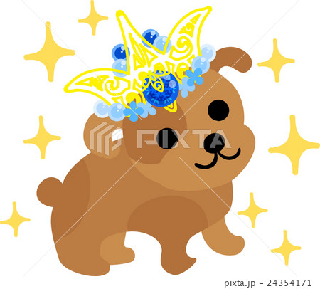 可愛い犬と大きな冠のイラスト素材