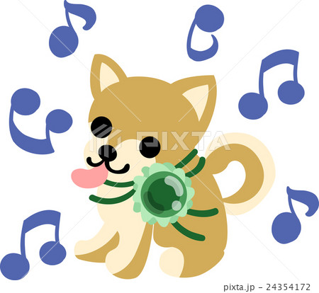 歌う可愛い犬とおしゃれな首飾りのイラスト素材
