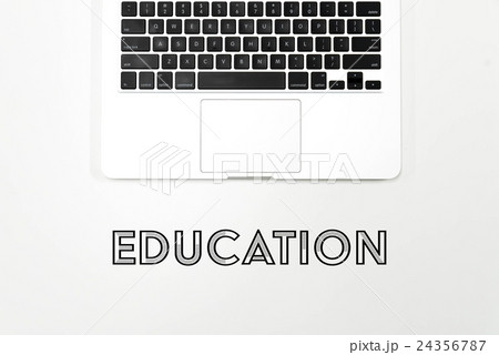 Flat lay keyboard on white table Flat lay keyboard on white table 24356787