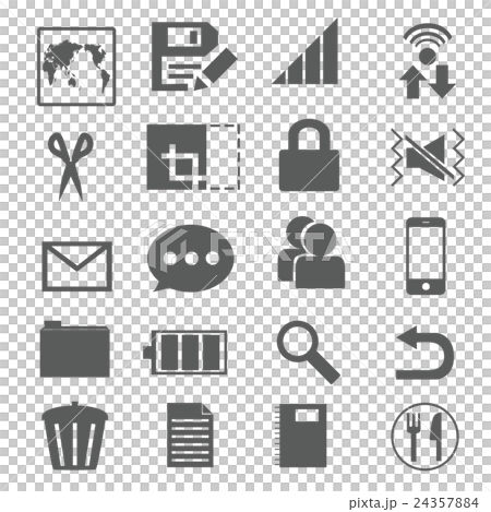 圖標素材01智能手機剪刀通訊環境靜音模式世界地圖SNS用戶等 24357884