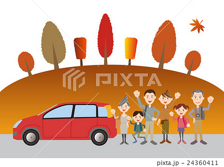 秋　三世代家族　ドライブ 24360411