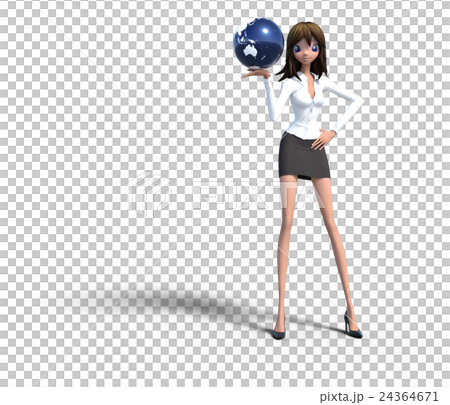 Globe and girl permigg3 DCG illustration material 24364671