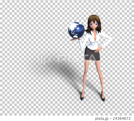 Globe and girl permigg3 DCG illustration material 24364672