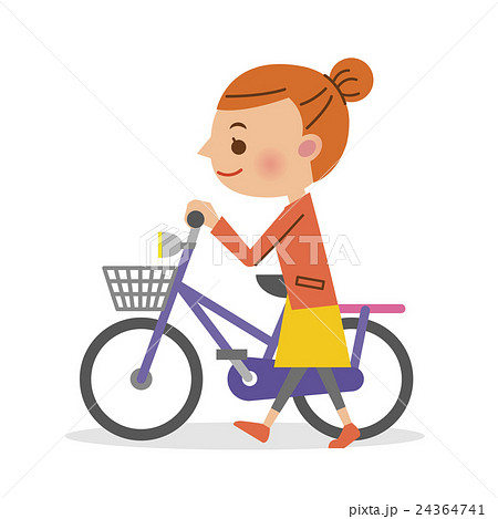 自転車を押し歩きする女性 自転車を押し歩きする女性 24364741