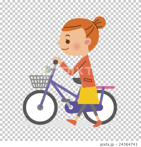 自転車を押し歩きする女性 自転車を押し歩きする女性 24364741