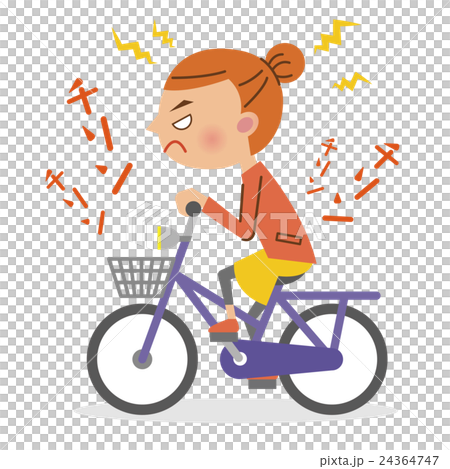 イライラしながら自転車のベルを鳴らす女性 24364747